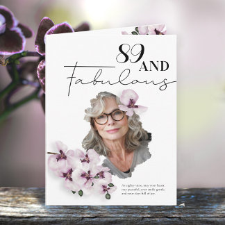 89 & Fabulous Orchidee Foto Verjaardagskaart Kaart