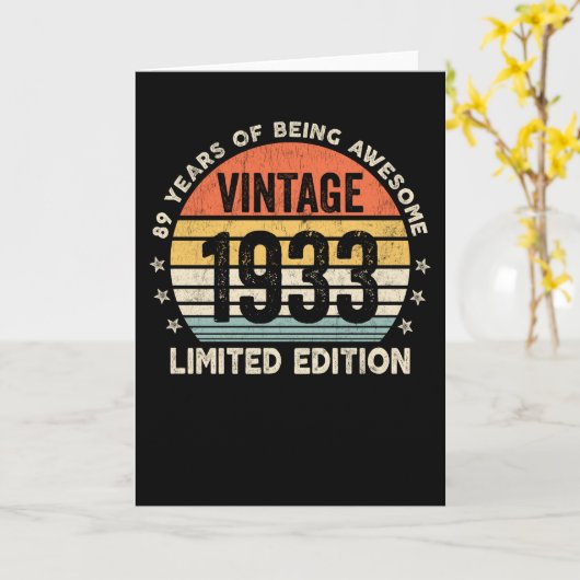 89 Jaar Awesome Retro 1933 Kaart (Gele Bloem)