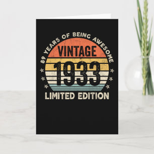 89 Jaar Awesome Vintage 1933 Kaart