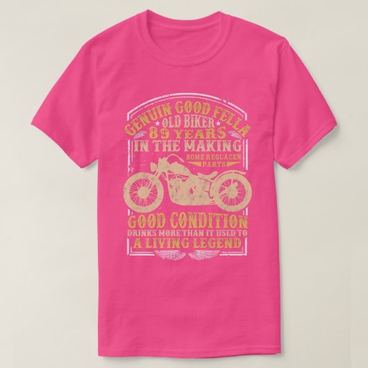 89 jaar oude Biker Birthday Classic  motor T-shirt (Design voorkant)