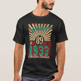 89 jaar oude Vintage 1933 Limited Edition 89th Bir T-shirt