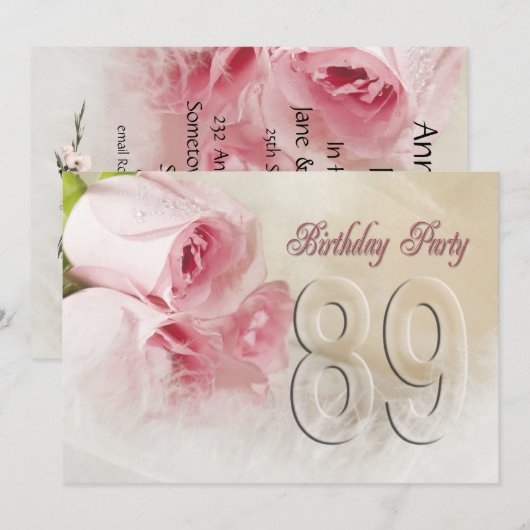 89 jaar verjaardagsfeest kaart (Voorkant / Achterkant)