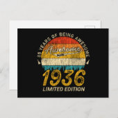 89 Verjaardag 1936 Geweldig 89e Verjaardag Cadeau Briefkaart (Voorkant / Achterkant)