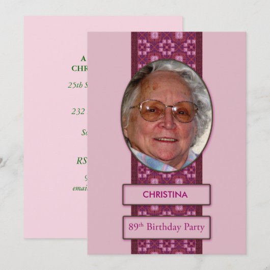 89e Afbeelding en naam van de verjaardagspartij Kaart (Voorkant / Achterkant)