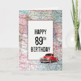 89e 'Birthday Red Retro'-vrachtwagen op kaart