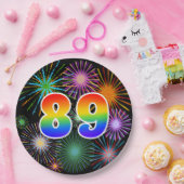 89e evenement - Fun, kleurrijk, vet, regenboog 89 Papieren Bordje (Feest)