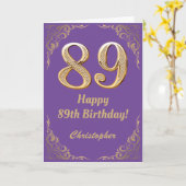 89e Paars- en goudglitter-Lijst Kaart (Gele Bloem)