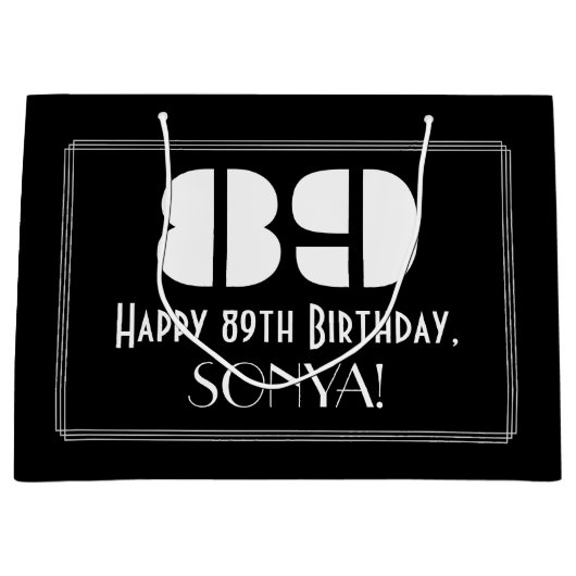 89e verjaardag ~ Art Deco geïnspireerd look "89" + Groot Cadeauzakje (Voorkant)