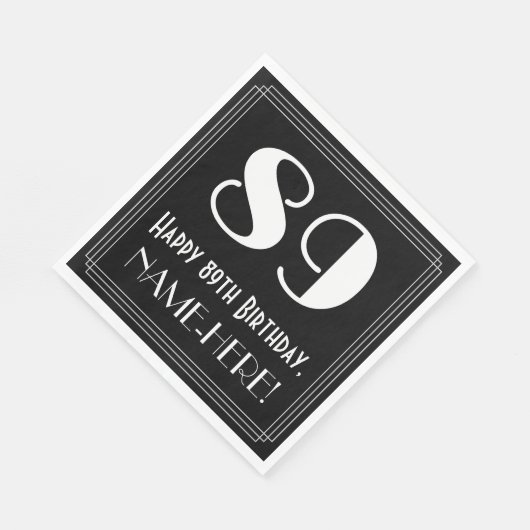 89e verjaardag ~ Art Deco geïnspireerd look "89",  Servet (Hoek)