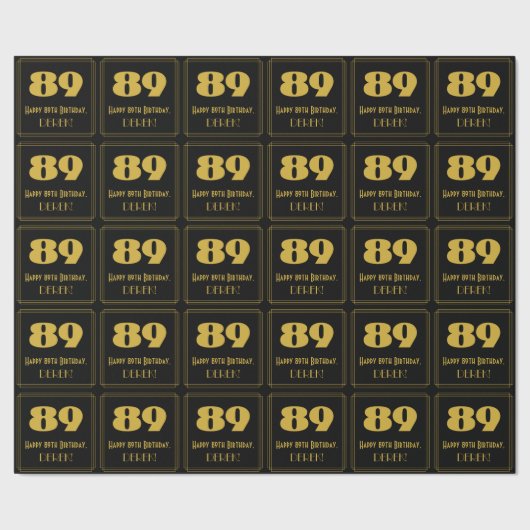 89e verjaardag - Art Deco Geïnspireerde look "89"  Cadeaupapier (Zoom)