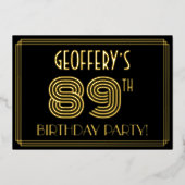 89e verjaardag — Art Deco Style "89" + Naam Folie Uitnodiging (Voorkant)