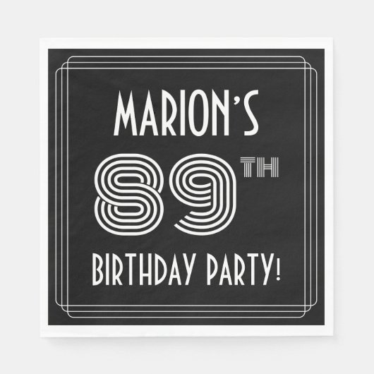 89e verjaardag: Art Deco Style + aangepaste naam Servet (Voorkant)