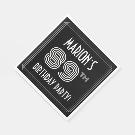 89e verjaardag: Art Deco Style + aangepaste naam Servet (Hoek)