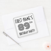 89e verjaardag: Art Deco Style + aangepaste naam Vierkante Sticker (Envelop)