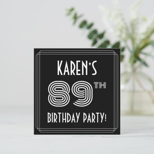 89e verjaardag: Art Deco Style met aangepaste naam Kaart (Staand voorkant)