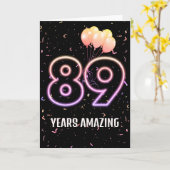 89e verjaardag Ballonnen en Confetti Kaart (Gele Bloem)
