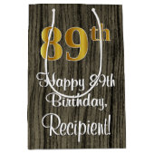 89e verjaardag: Elegant Faux Gold Look #, Faux Woo Medium Cadeauzakje (Voorkant)