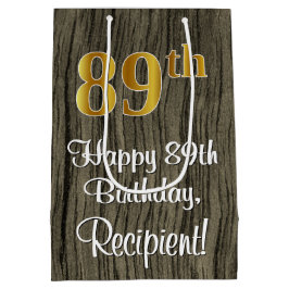 89e verjaardag: Elegant Faux Gold Look #, Faux Woo Medium Cadeauzakje