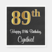 89e verjaardag ~ Elegante luxe Faux Gold look # Servet (Voorkant)