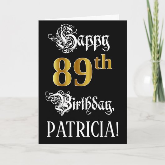 89e verjaardag — Fancy script; Faux Gold Kijk; naa Kaart (Voorkant)