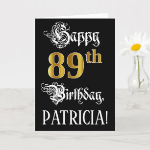 89e verjaardag — Fancy script; Faux Gold Kijk; naa Kaart