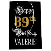 89e verjaardag ~ Fancy script; Faux Gold look; naa Medium Cadeauzakje (Voorkant)