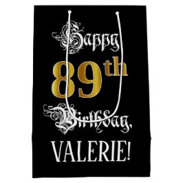 89e verjaardag ~ Fancy script; Faux Gold look; naa Medium Cadeauzakje