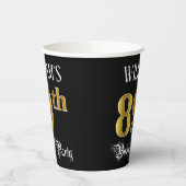 89e verjaardag — Fancy script, Faux Gold look Papieren Bekers (Links)