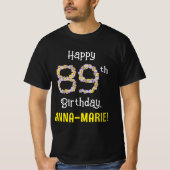 89e verjaardag: Floral Flowers Number "89" + naam T-shirt (Voorkant)