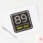 89e verjaardag: Floral Flowers Number, Custom Name Vierkante Sticker (Envelop)