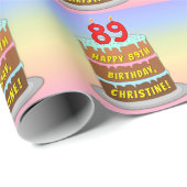 89e verjaardag: Fun Cake and Candles + Custom Name Cadeaupapier (Rol Hoek)