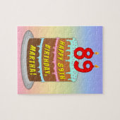 89e verjaardag: Fun Cake and Candles + Custom Name Legpuzzel (Horizontaal)