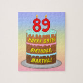 89e verjaardag: Fun Cake and Candles + Custom Name Legpuzzel (Verticaal)