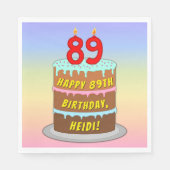 89e verjaardag: Fun Cake and Candles + Custom Name Servet (Voorkant)