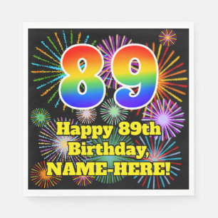 89e verjaardag: Fun Fireworks Pattern + Rainbow 89 Servet