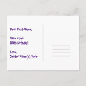 89e verjaardag: Fun Hearts Pattern, Regenboog 89 Briefkaart (Achterkant)