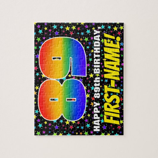 89e verjaardag — Fun, kleurrijk Star Field Pattern Legpuzzel (Verticaal)