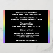 89e verjaardag — Fun, kleurrijke Fireworks-look Folie Uitnodiging (Achterkant)