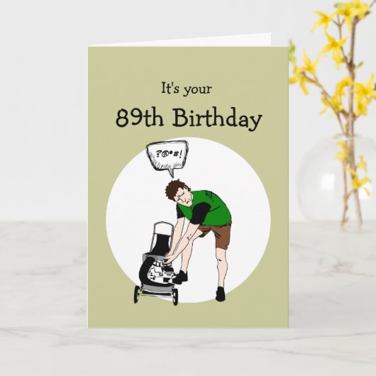 89e verjaardag Funny Lawnmower Kaart (Gele Bloem)