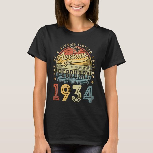 89e verjaardag Geweldige sinds februari 1934 89 ja T-shirt (Voorkant)