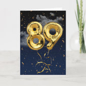 89e verjaardag Gold Mylar ballon en Confetti Card Kaart (Voorkant)