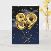 89e verjaardag Gold Mylar ballon en Confetti Card Kaart (Gele Bloem)