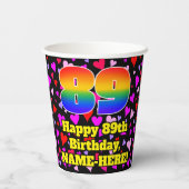 89e verjaardag: Het liefhebbende Kunstpatroon, Reg Papieren Bekers (Achterkant)