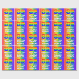 89e verjaardag: kleurrijk, vun regenboogpatroon #  cadeaupapier