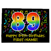 89e verjaardag - Kleurrijke muzieksymbolen, Rainbo Groot Cadeauzakje (Achterkant)