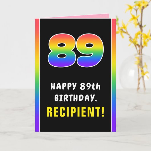 89e verjaardag: Kleurrijke Regenboog # 89, Aangepa Kaart (Gele Bloem)