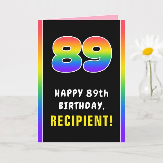 89e verjaardag: Kleurrijke Regenboog # 89, Aangepa Kaart (Kleine Plant)