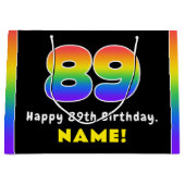 89e verjaardag: kleurrijke regenboog # 89, Naam va Groot Cadeauzakje (Voorkant)