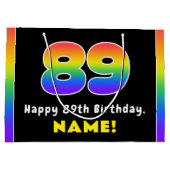 89e verjaardag: kleurrijke regenboog # 89, Naam va Groot Cadeauzakje (Achterkant)