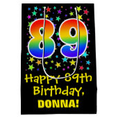 89e verjaardag: Kleurrijke Sterren Patroon & Regen Medium Cadeauzakje (Achterkant)